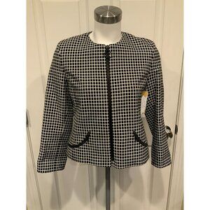 Akris Punto Black & White Windowpane Check Patterned Jacket, Size 4 (US) 36 (FR)
